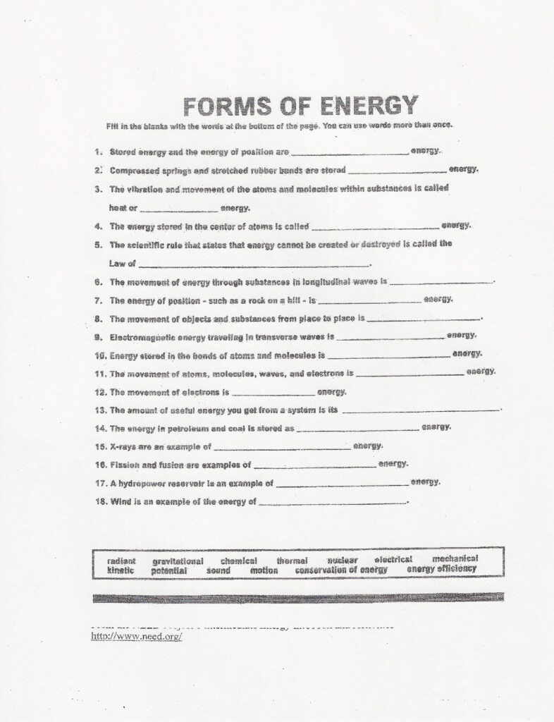 35 Types Of Energy Worksheet Answers Worksheet Source 2021