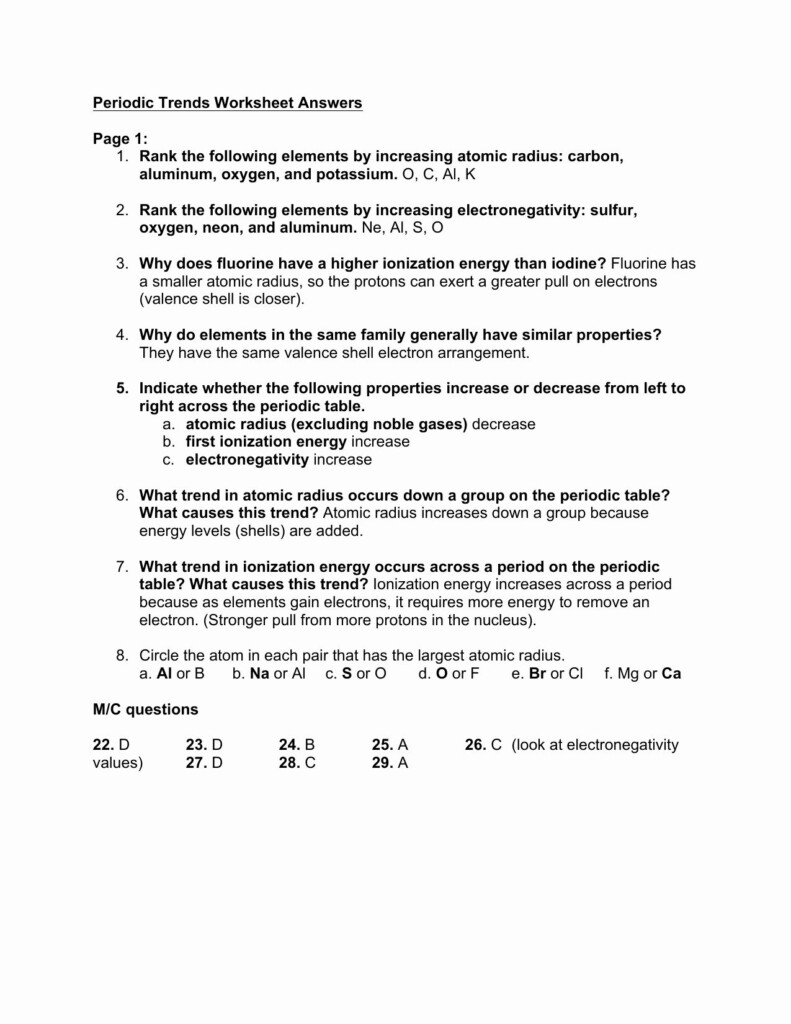 50 Periodic Trends Worksheet Answer Key Chessmuseum Template Library 