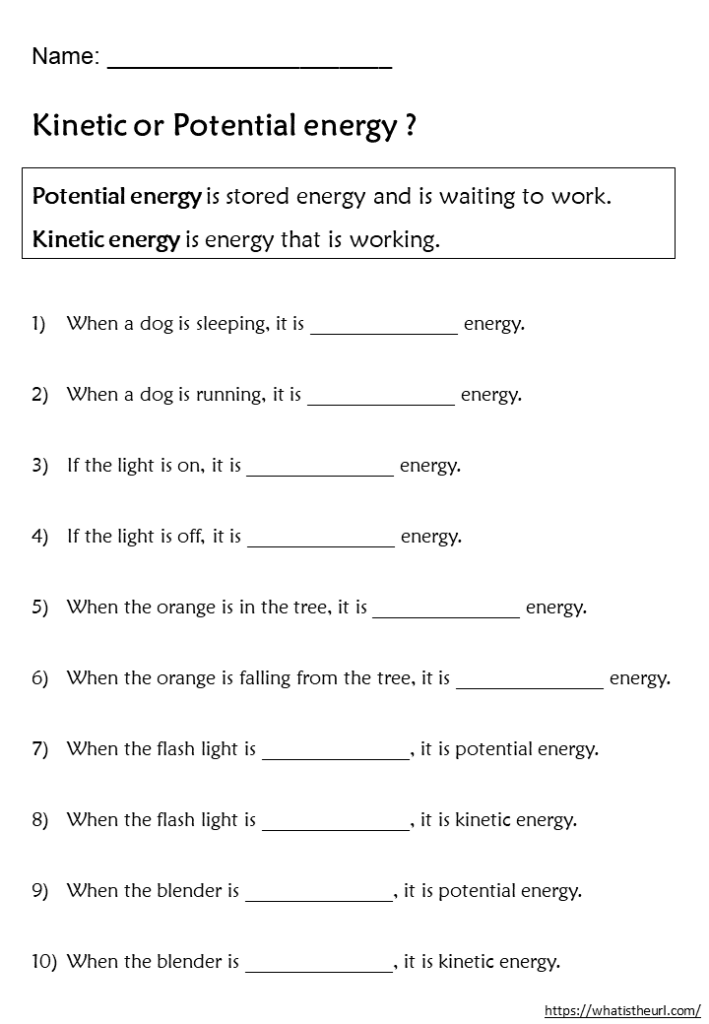 6 Kinetic And Potential Energy Worksheet Answers Worksheet Information