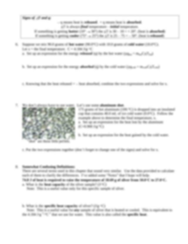 Apch06 calorimetry South Pasadena AP Chemistry Name Period Date 6