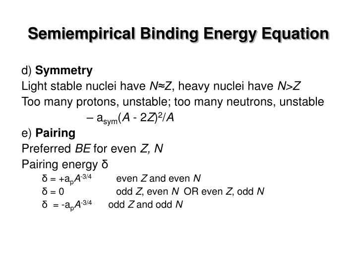 Binding Energy Equation Chemistry Tessshebaylo