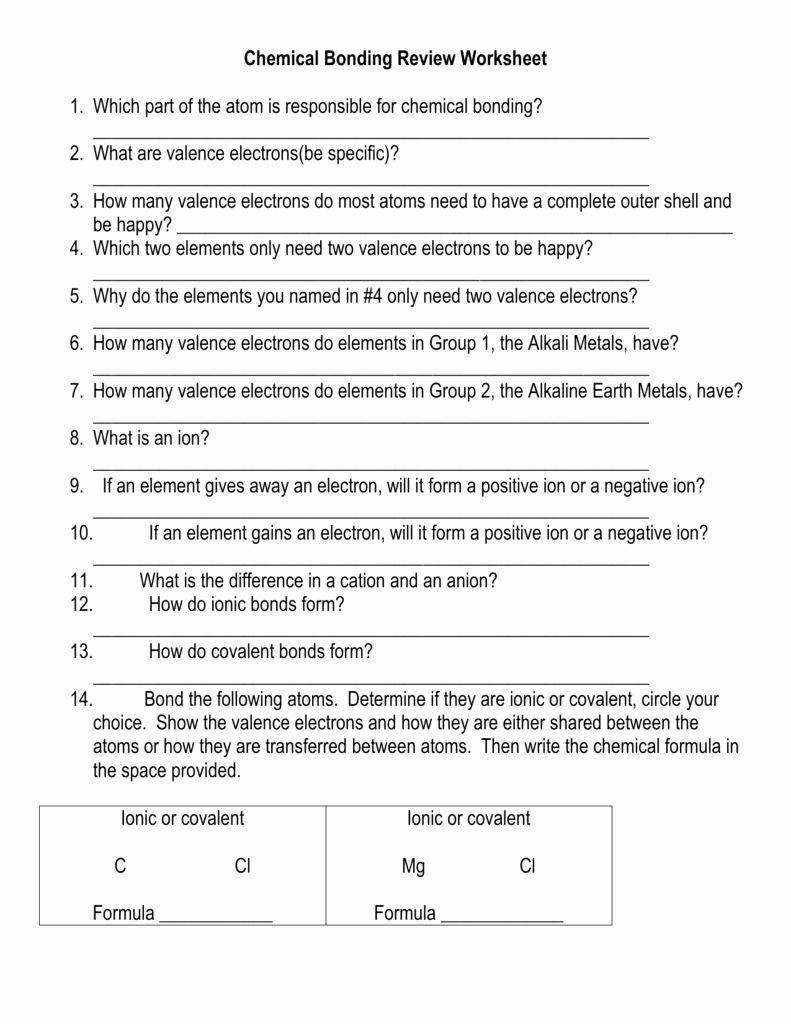 Bond Energy Worksheet Worksheet