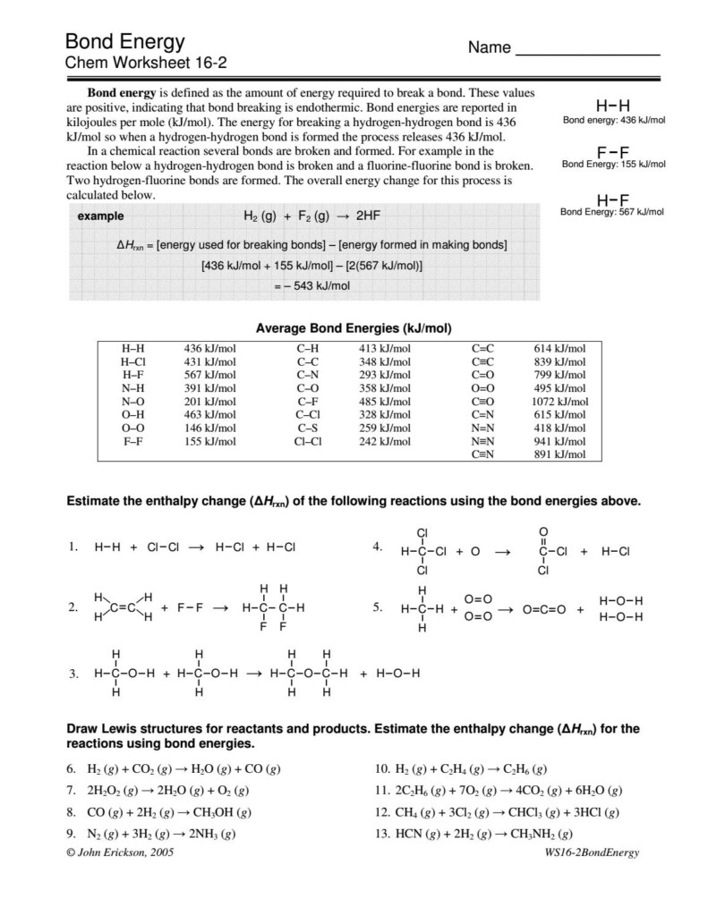 Bond Energy Worksheets By Olivia Hunter Issuu