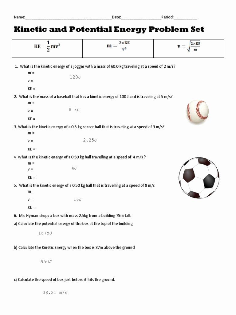 Calculating Potential Energy Worksheet Unique Worksheet Kinetic 