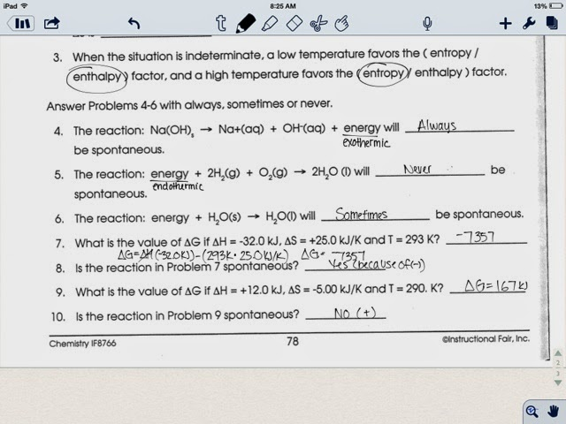 Chemistry Blog Entropy Gibbs Free Energy Worksheet 4 10