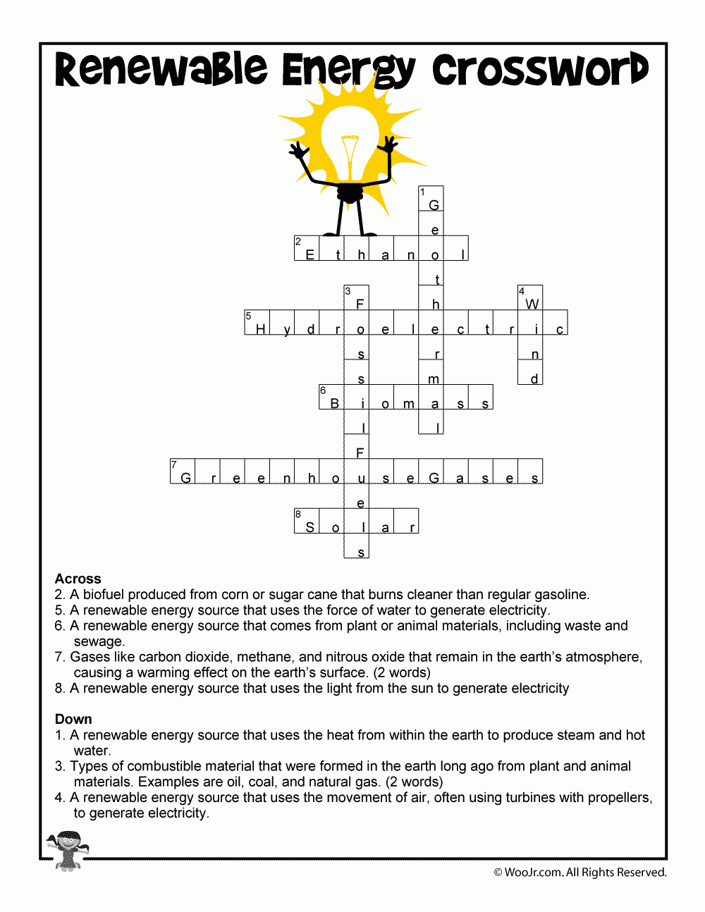 Clean Energy Crossword Answer Key Woo Jr Kids Activities