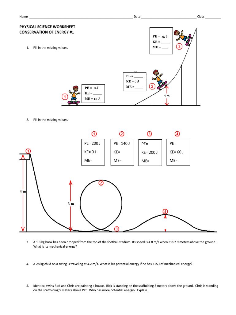 Conservation Of Energy Worksheet Answer Key Pdf Fill Online 