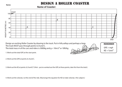 Design A Rollercoaster Worksheet GPE KE Teaching Resources 