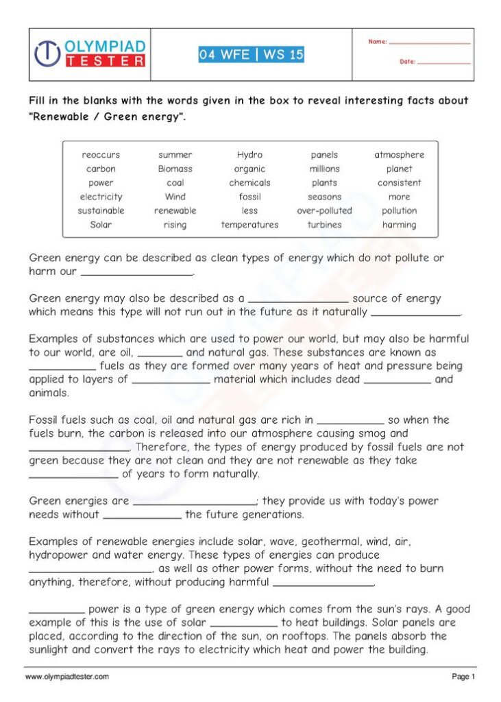 Download Grade 4 Science Worksheet cloze Of Olympiadtester On The 