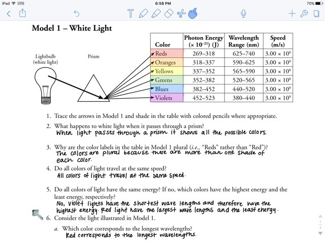 Electron Energy And Light Worksheets Answers