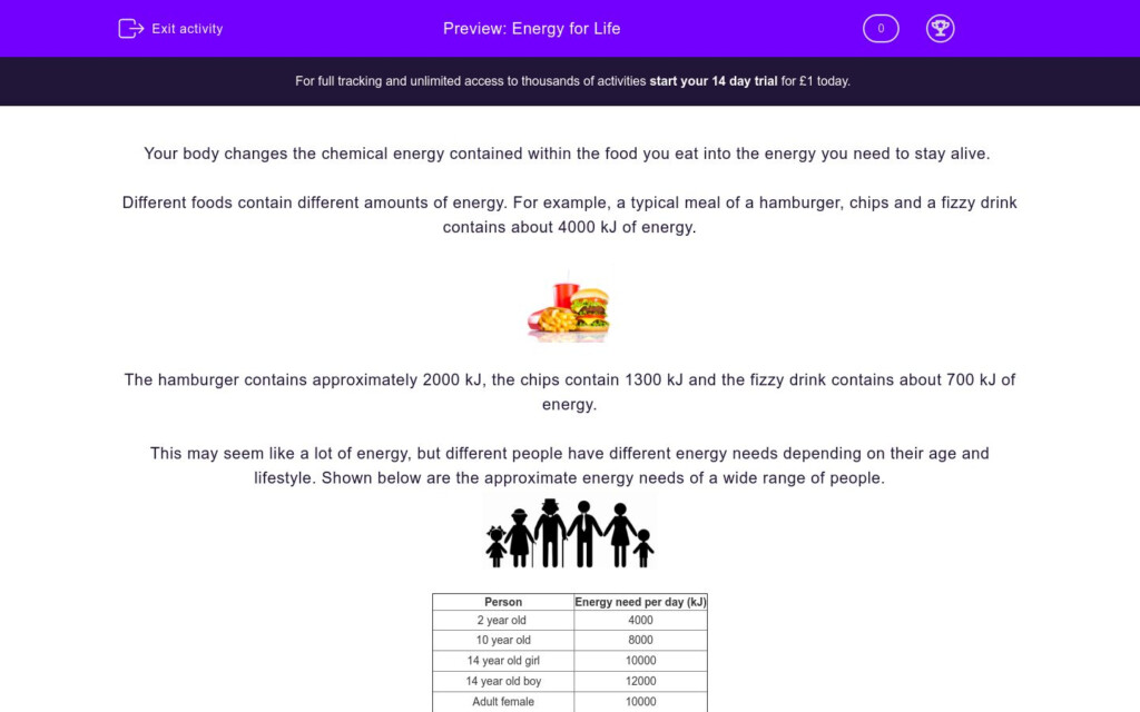 Energy For Life Worksheet EdPlace