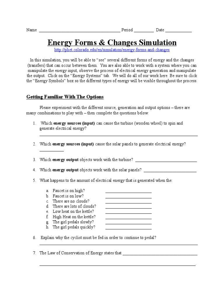 Energy Forms And Changes Simulation Phet Lab Answer Key My PDF