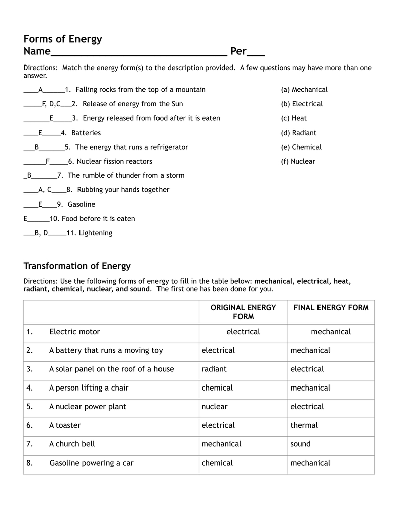 Energy Forms And Transfer Study Guide Answer Db excel