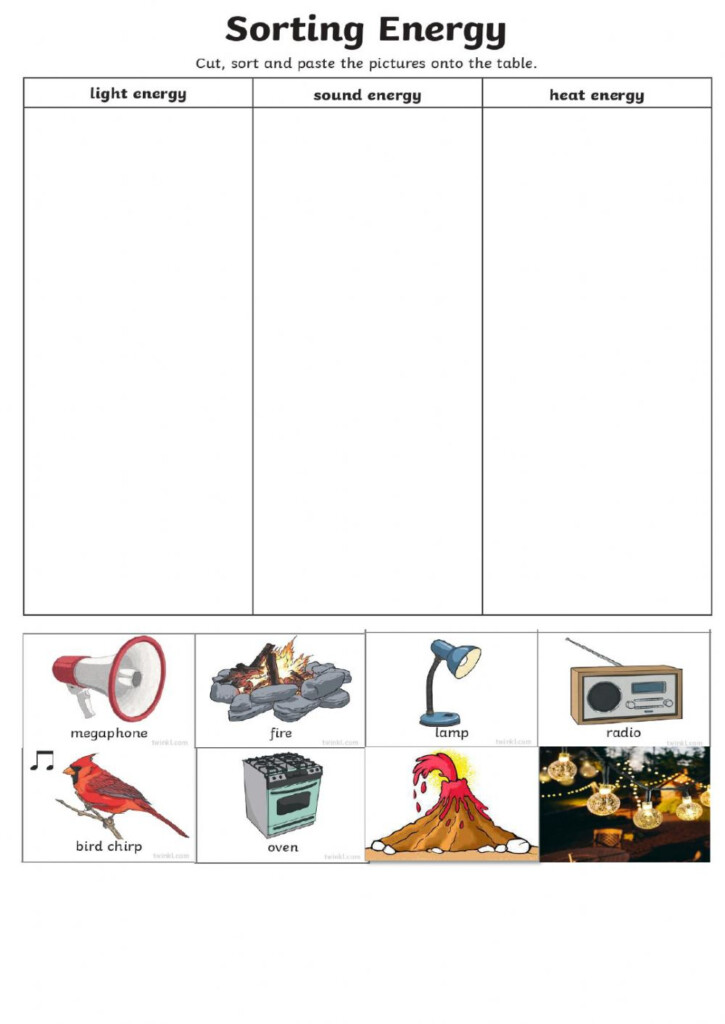 Energy Heat Sound And Light Worksheet