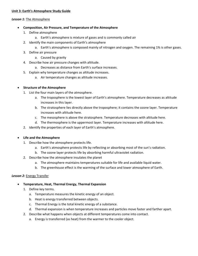 Energy Transfer In The Atmosphere Worksheet Nidecmege