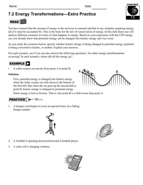 Energy Transformations Worksheet With Answers Promotiontablecovers