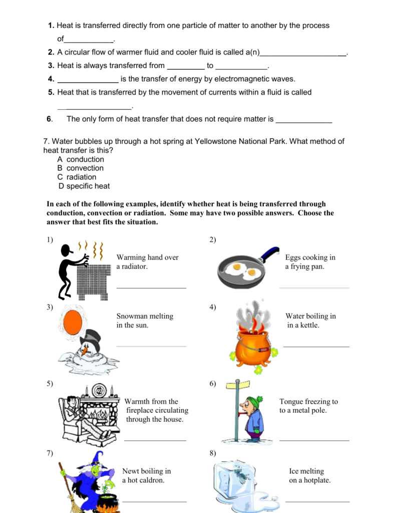 Energy Worksheet 2 Conduction Convection And Radiation Answers Energy 