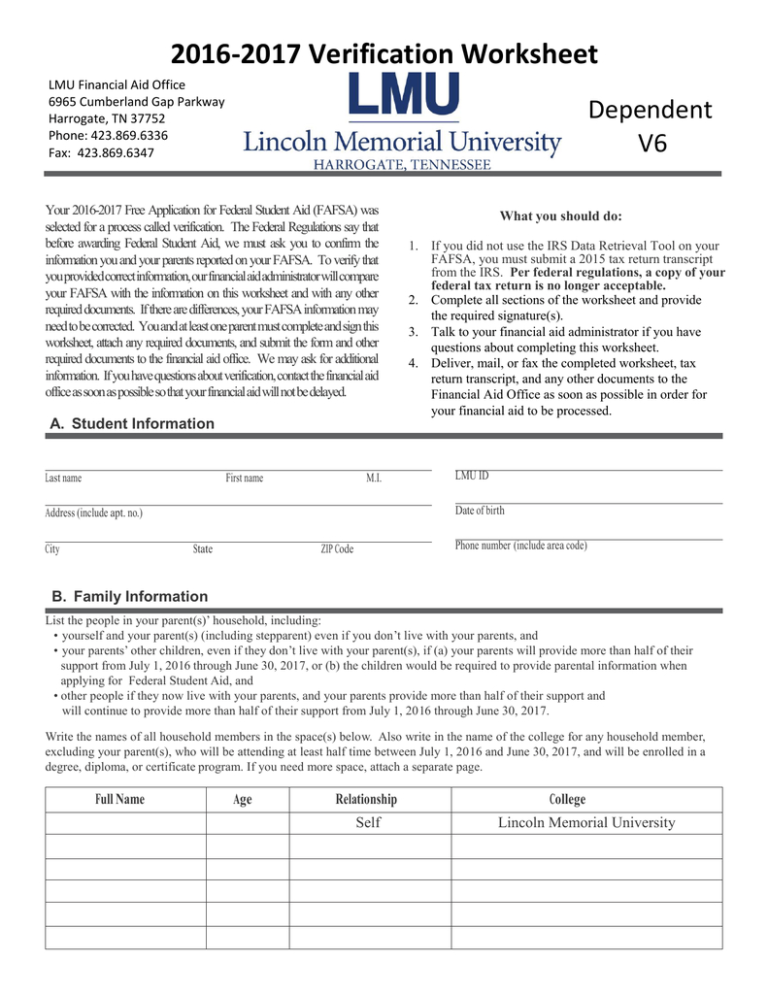 Fafsa Verification Worksheet Db excel