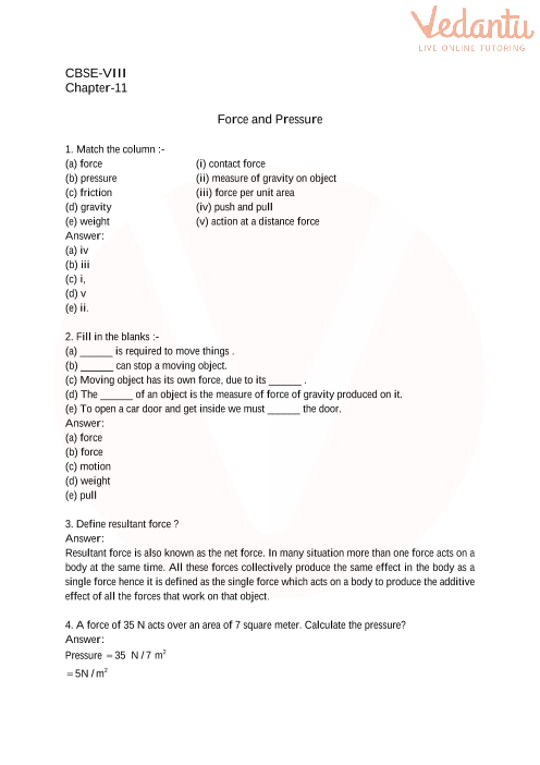 Force Work And Energy Cbse Worksheet With Ans Class 4 Findworksheets