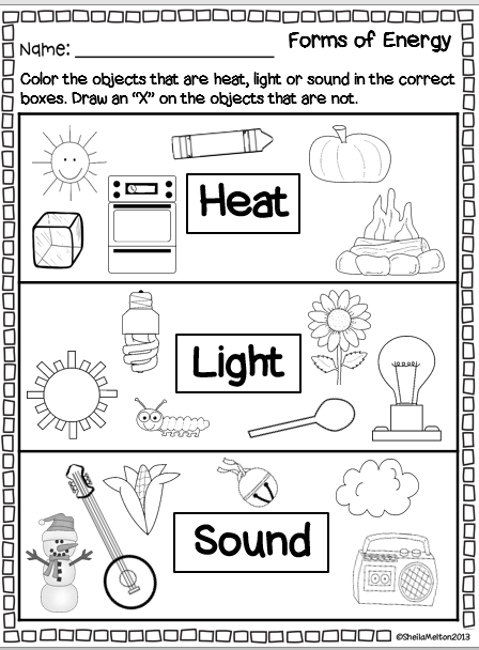 Forms Of Energy Heat Light And Sound Color The Picture Printable