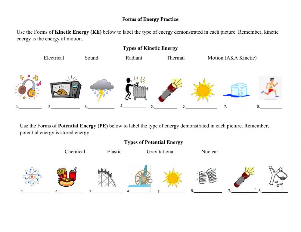 Forms Of Energy Online Exercise