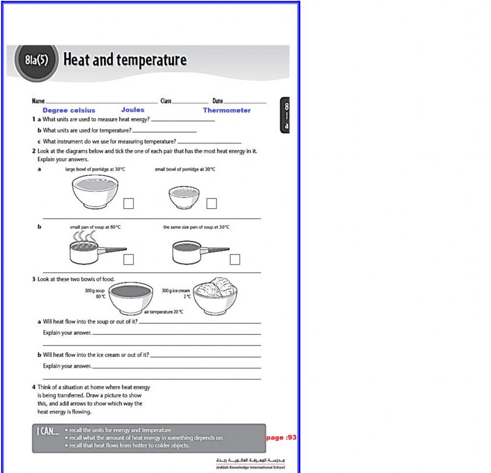 Heat And Temperature Interactive Worksheet