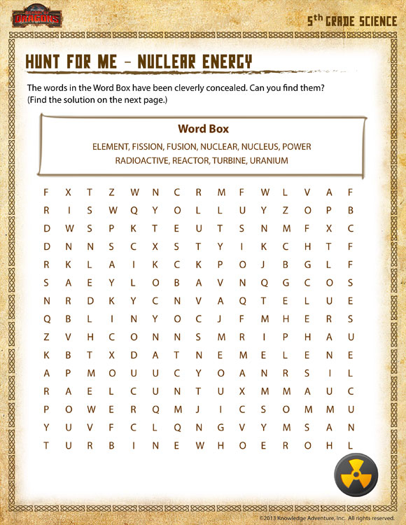 Hunt For Me Nuclear EnergyView 5th Grade Worksheets SoD