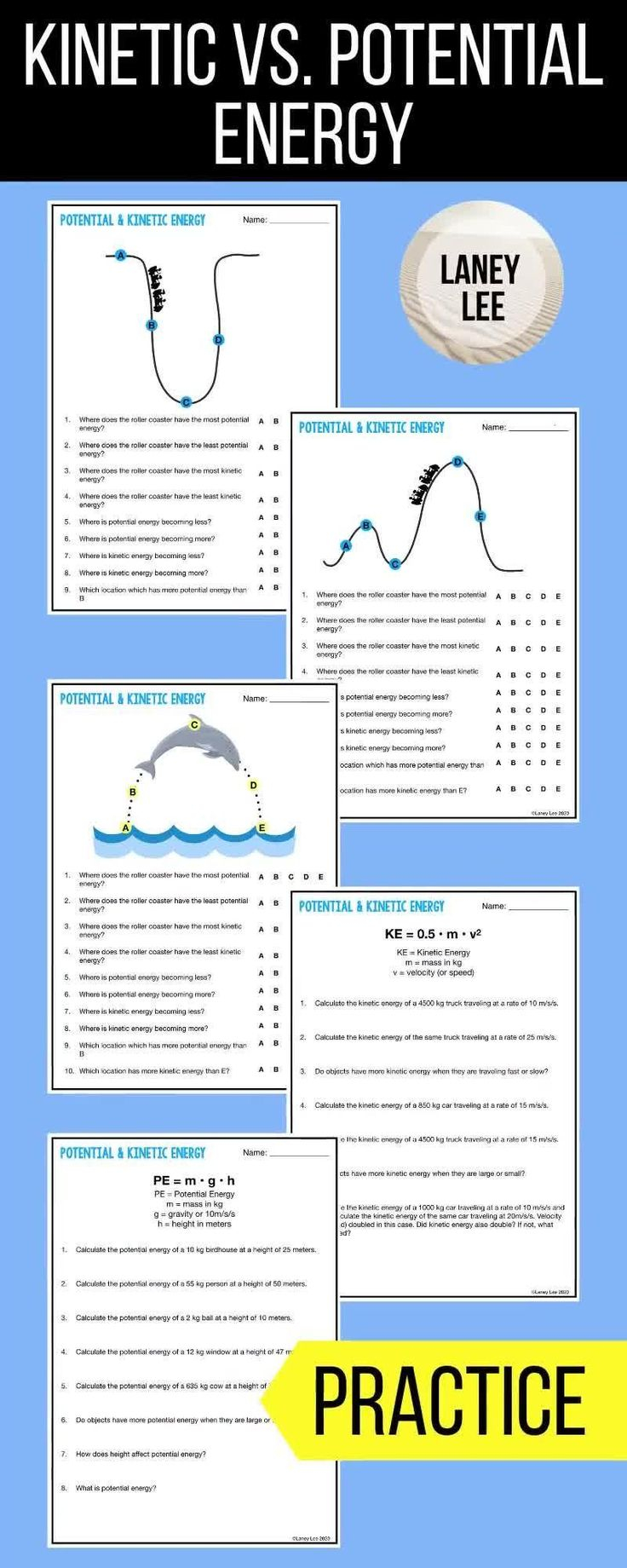 Kinetic Potential Energy Practice Worksheets Print Google 