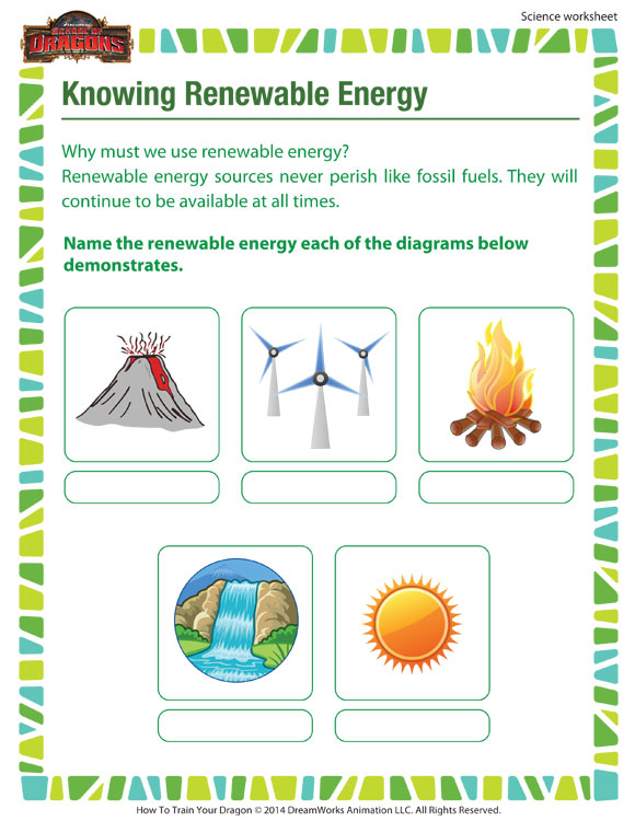 Knowing Renewable Energy 3rd Grade Science Worksheet SoD