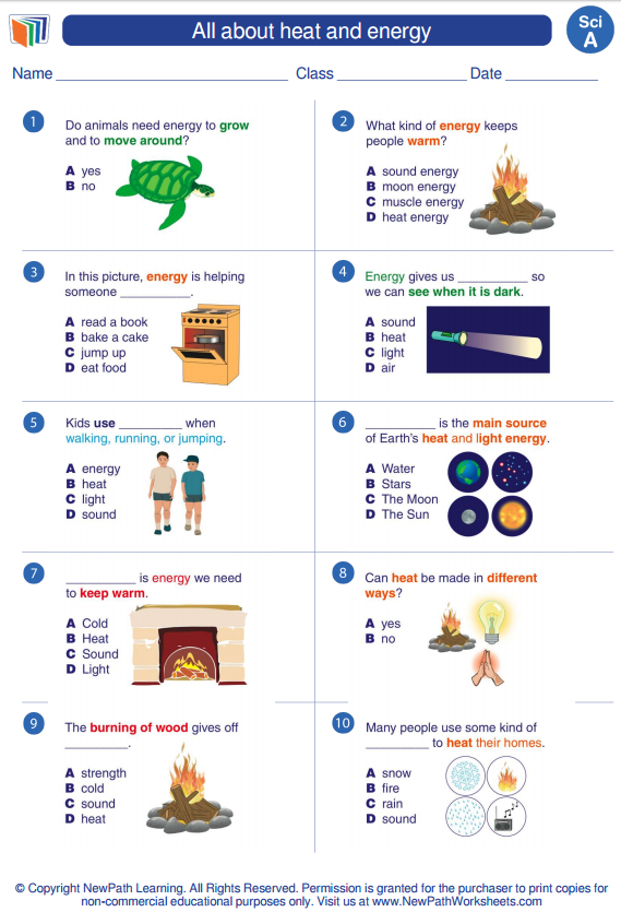  Learn All About Heat And Energy Https newpathworksheets science 