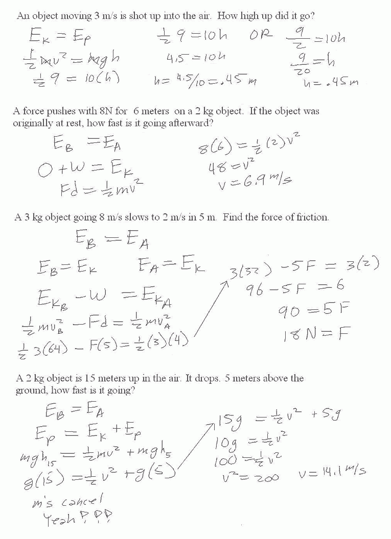 Mr Murray s Website Work And Energy Notes