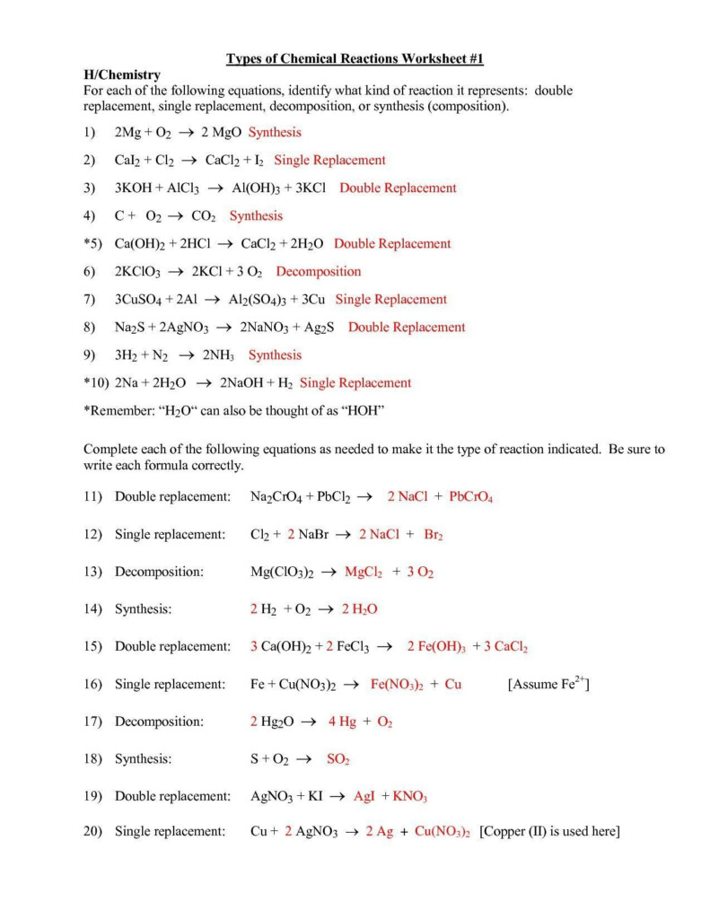 Neutralization Reactions Worksheet Answer Key Balancing Equations 