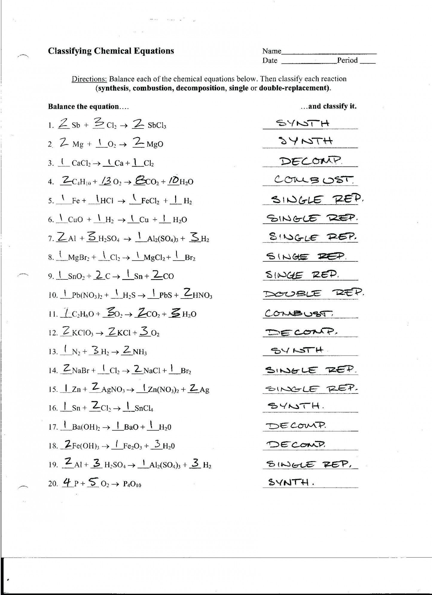 Nuclear Reactions Worksheet Answers Equations Chemical Equation