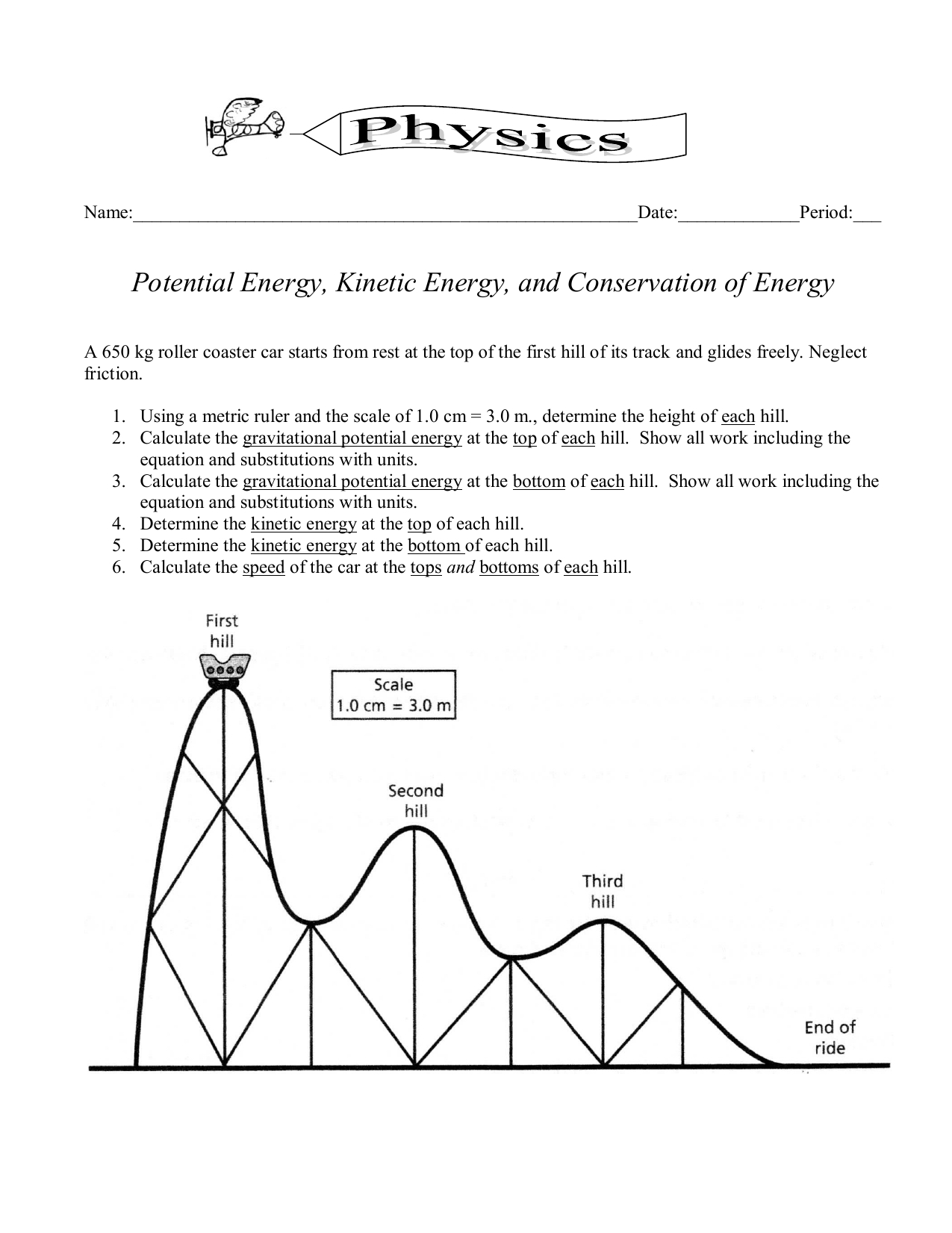 Potential And Kinetic Energy Roller Coaster Worksheet Db excel