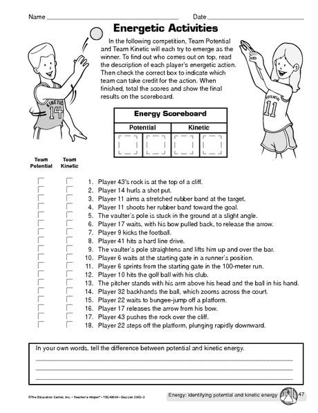 Potential And Kinetic Energy Worksheet 6th Grade Pdf Worksheet