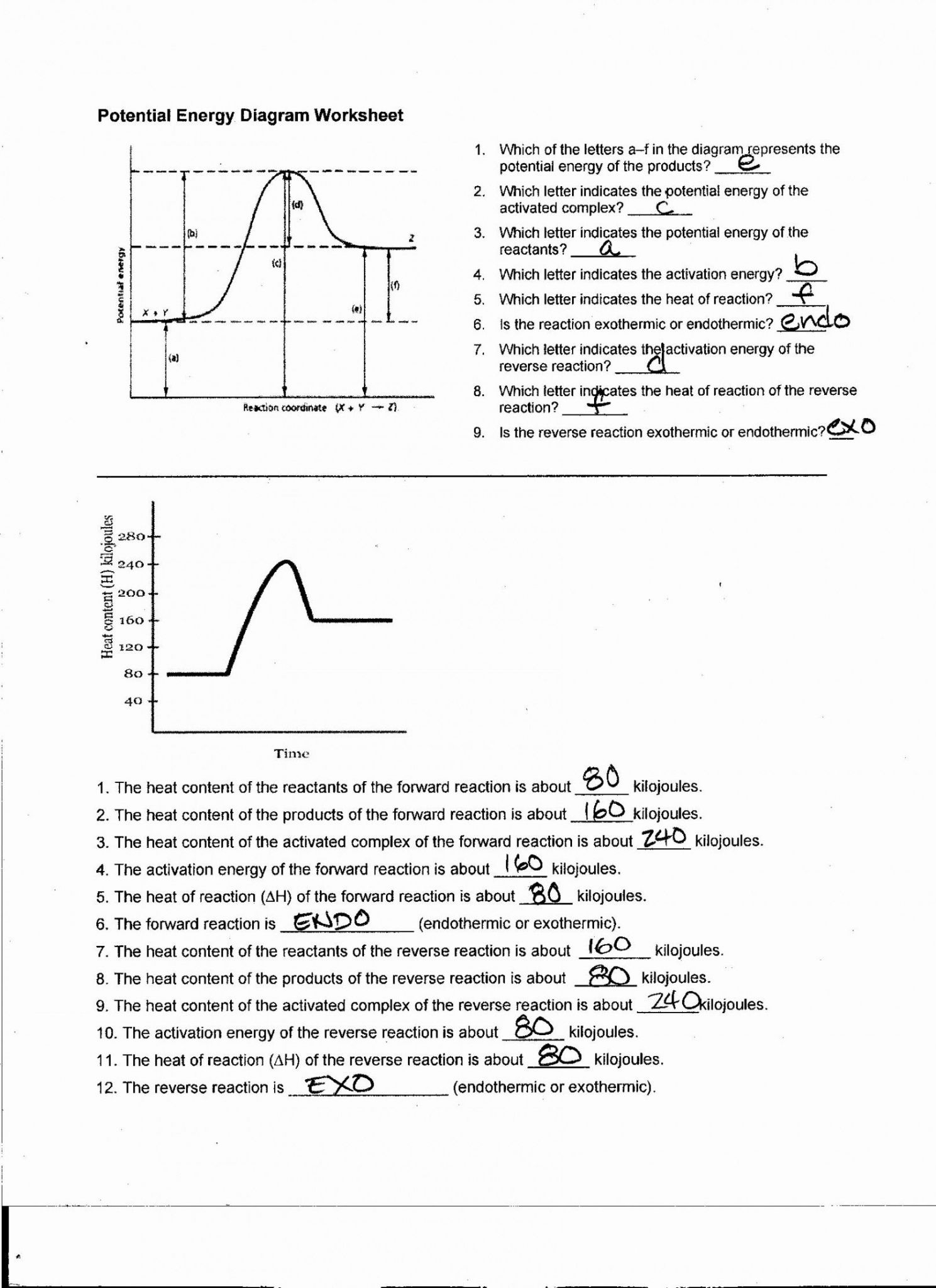 Potential And Kinetic Energy Worksheet Answer Key