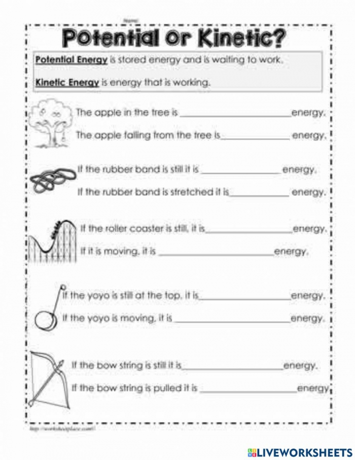 Potential And Kinetic Energy Worksheets 99Worksheets