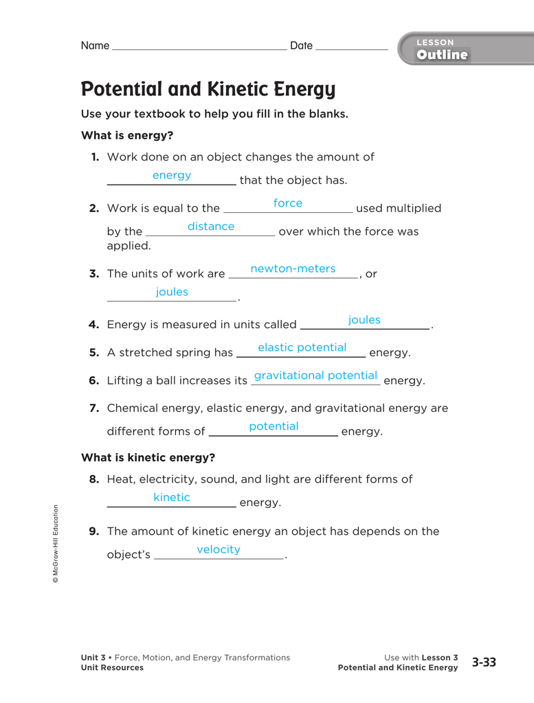 Potential And Kinetic Energy