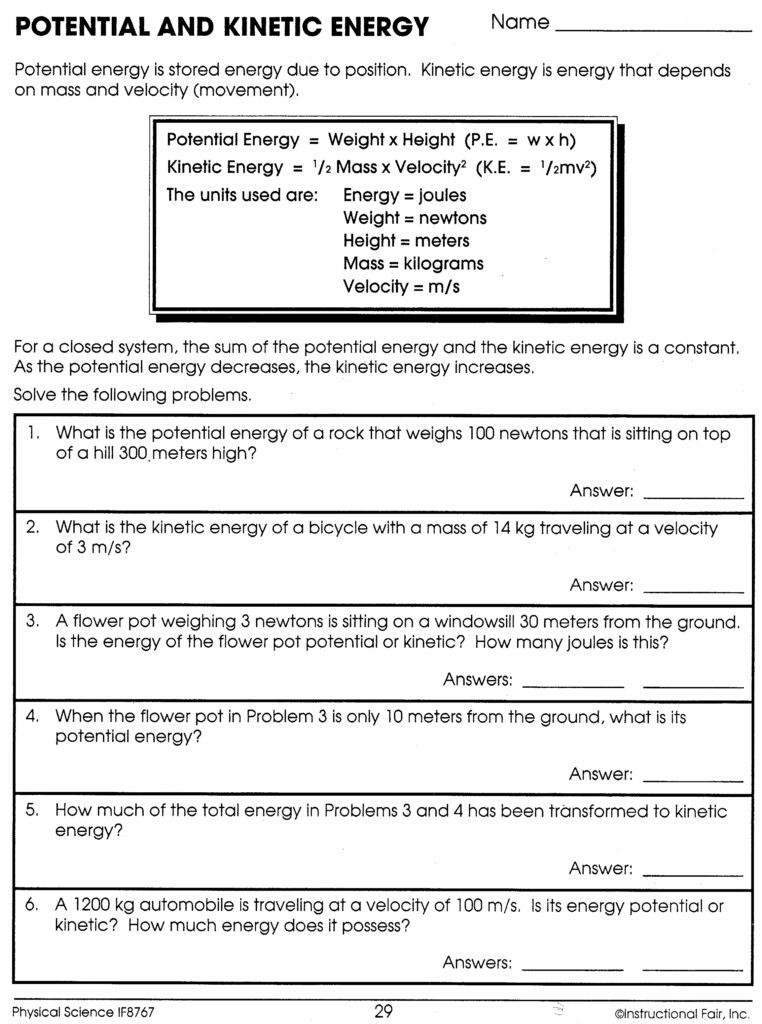 Potential Energy Diagram Worksheet Answer Key General Wiring Diagram