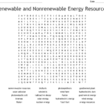 Renewable And Nonrenewable Energy Resources Word Search WordMint