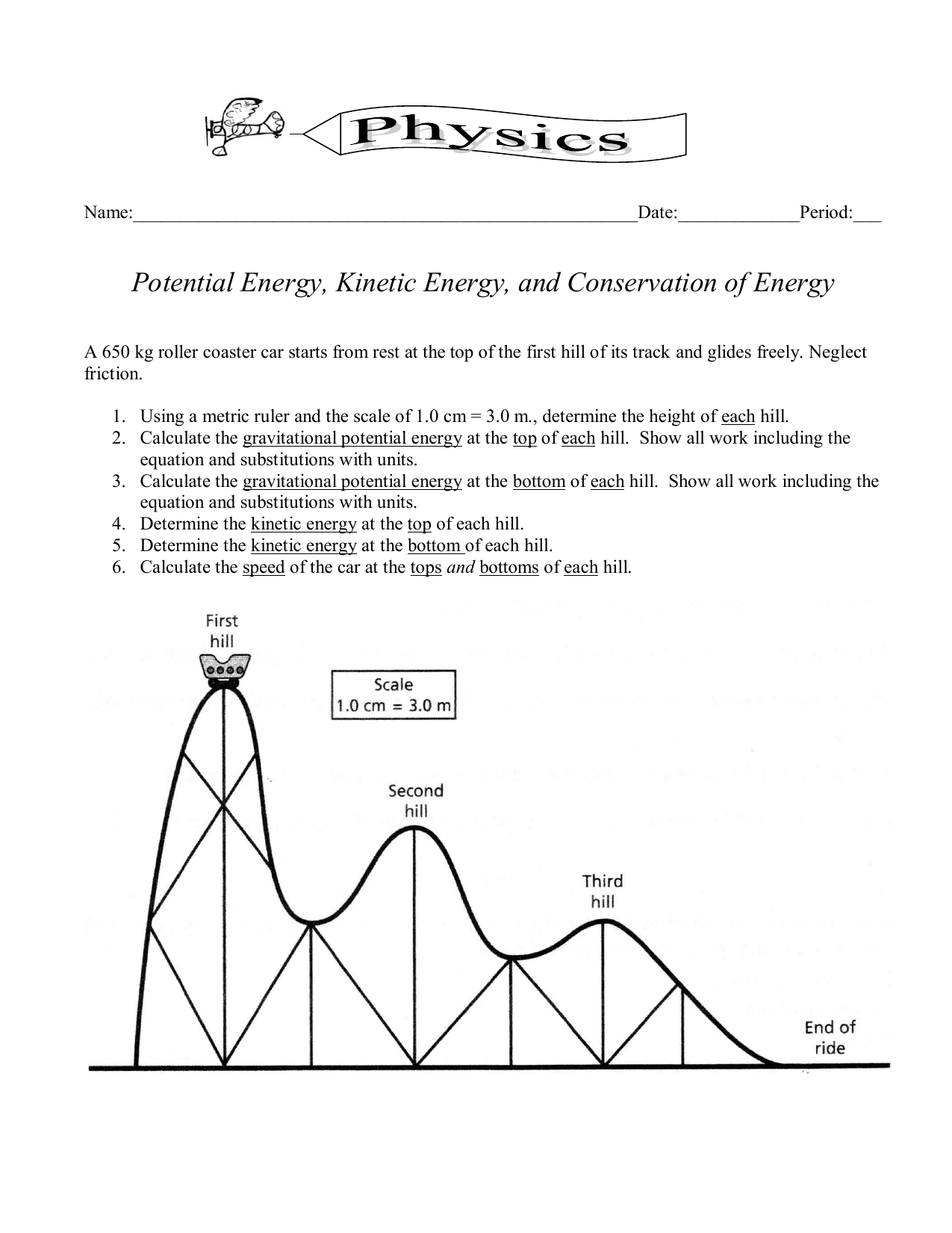 Roller Coaster Worksheet