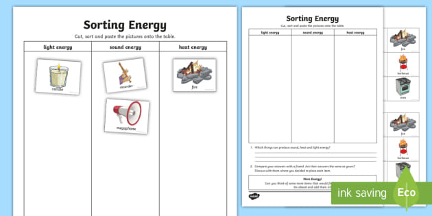 Sorting Energy Types Activity teacher Made 