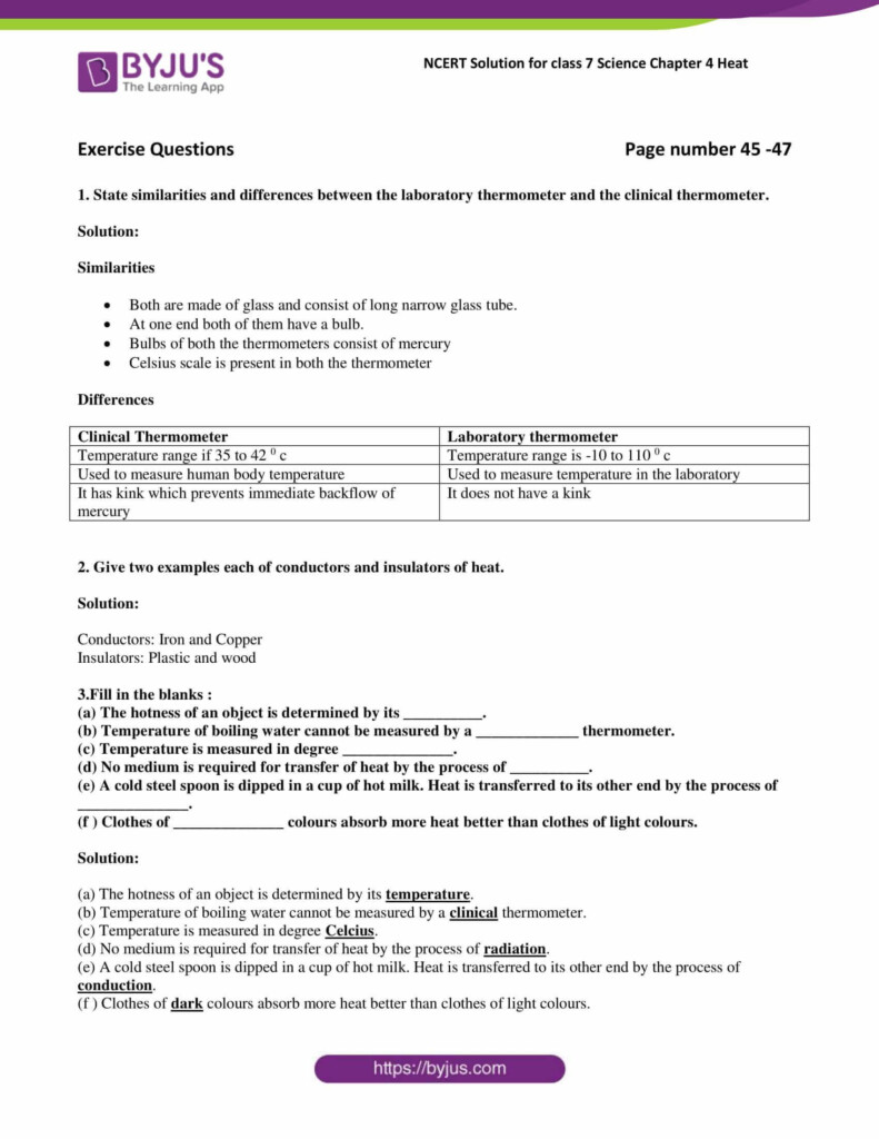 Temperature And Heat Worksheet