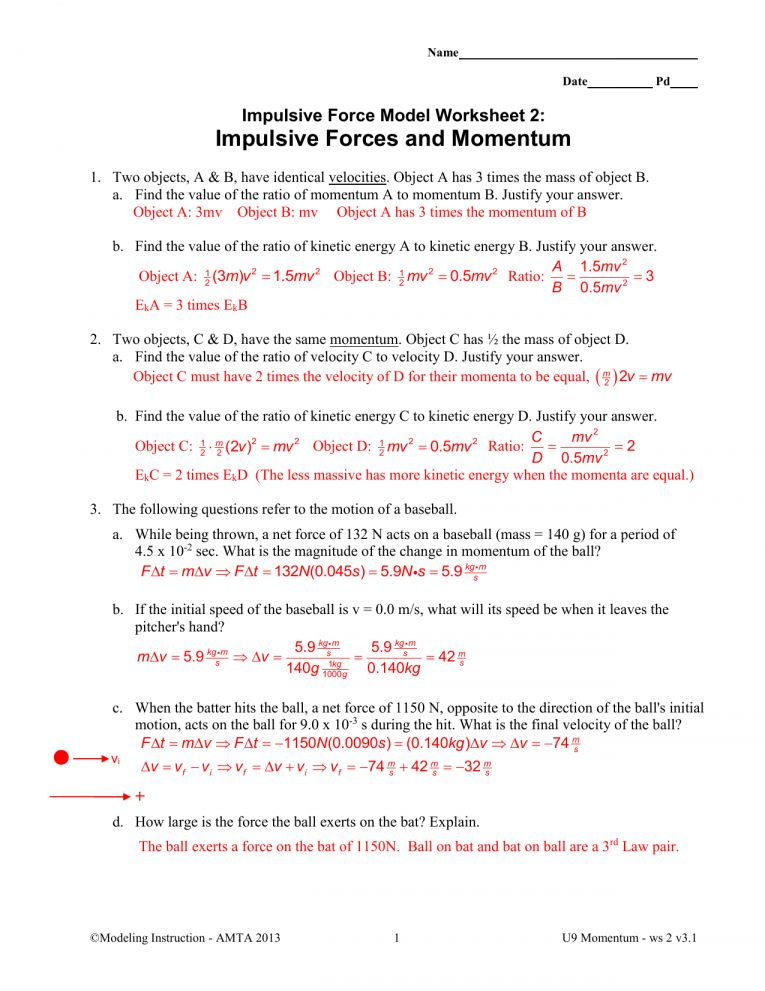 The Law Of Conservation Of Momentum Worksheet Answers Cstephenmurray 