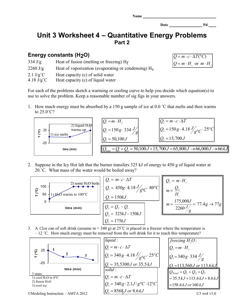 Unit 3 Worksheet 3 Quantitative Energy Problems Answers Pdf Worksheet