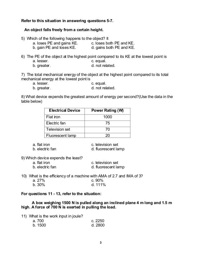 Work Energy And Power Worksheet Answers Physics Classroom