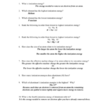 Worksheet Ionization Energy