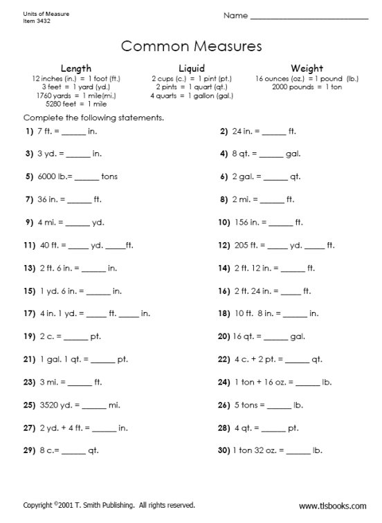 13 Worksheets Converting Units Of Measurement Worksheeto