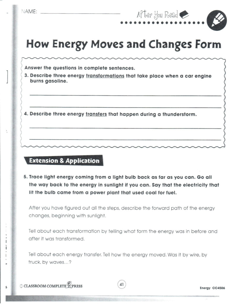 30 Energy Transformation Worksheet Answers Education Template