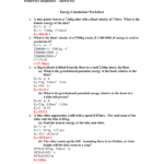 31 Kinetic And Potential Energy Calculations Worksheet Answers